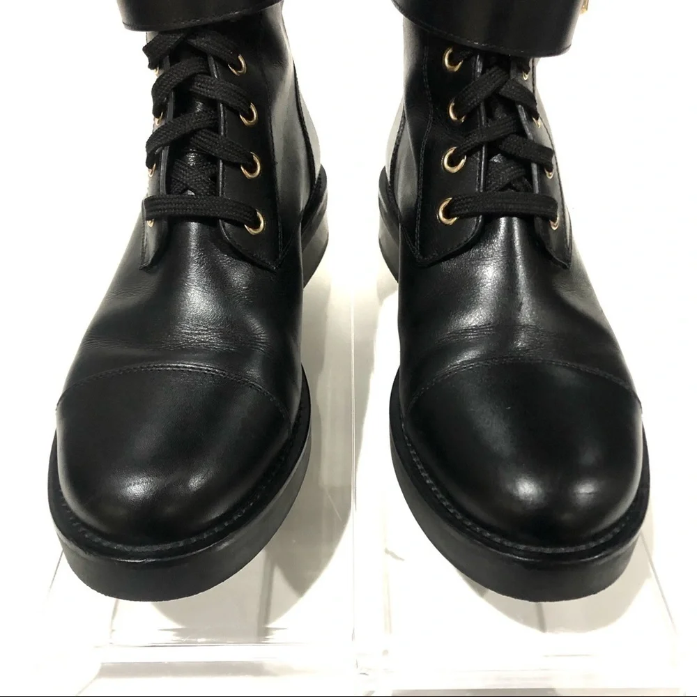 Authentic Louis Vuitton Wonderland Leather Moto Combat Military Boots Booties 7 - Picture 4 of 15
